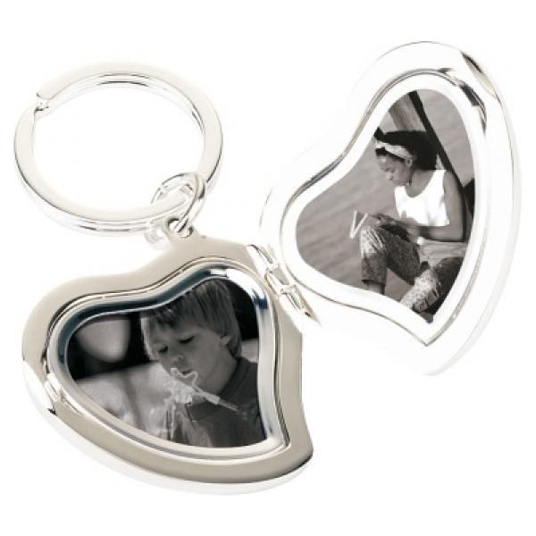 Silver Plated Heart Locket Keyring Engraved and Personalised - Ashton and Finch