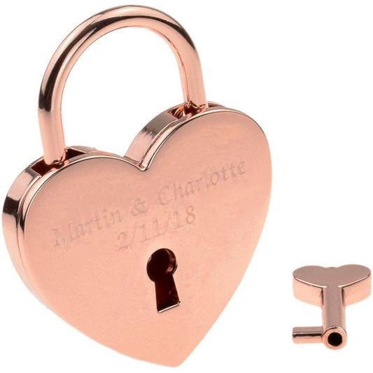 Rose Gold Locked in Love Padlock with Key Engraved and Personalised - Ashton and Finch