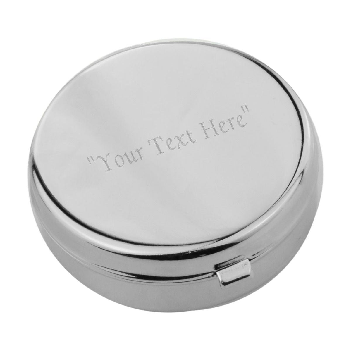 Rhodium Plated Round Pill Pot Engraved and Personalised - Ashton and Finch