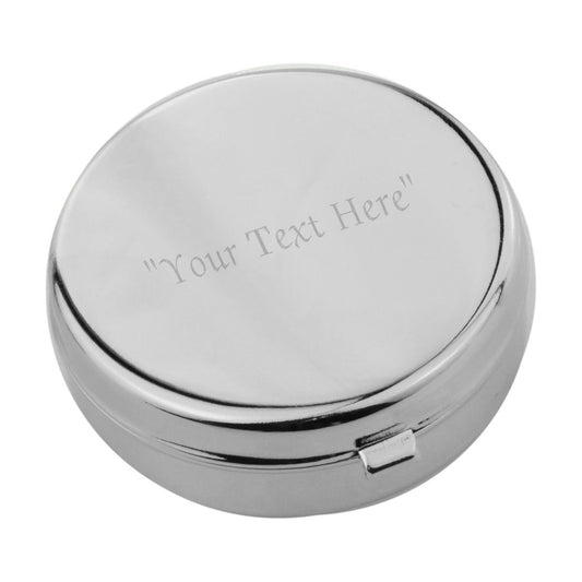Rhodium Plated Round Pill Pot (engravable) - Ashton and Finch