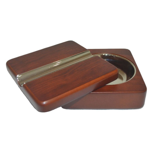 Cigar Ashtray 100mm Square Rosewood Twist Lid Boxed (1) - Ashton and Finch