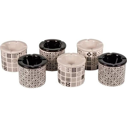 Pack of 6 Ceramic 9cm Round Pot Windproof Ashtray - Ashton and Finch