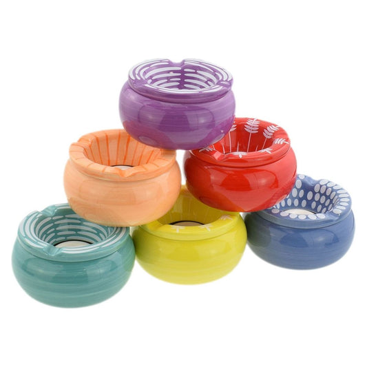 Windproof Porcelain Ashtrays 11cm Diameter Assorted Colours Pack Of 6 Boxed - Ashton and Finch