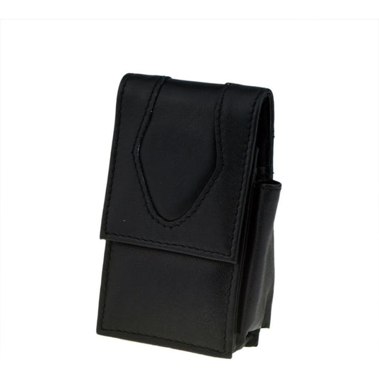Black & Black Petal Leather Cigarette Packet Holder with Lighter Holder - Ashton and Finch