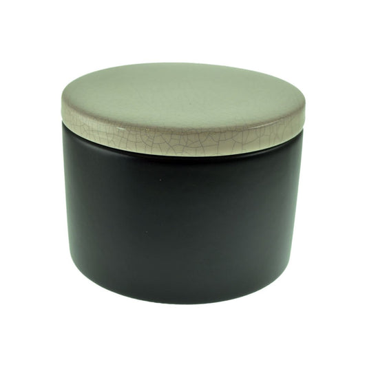 Ceramic Tobacco Jar 100g Black With White Lid Boxed - Ashton and Finch