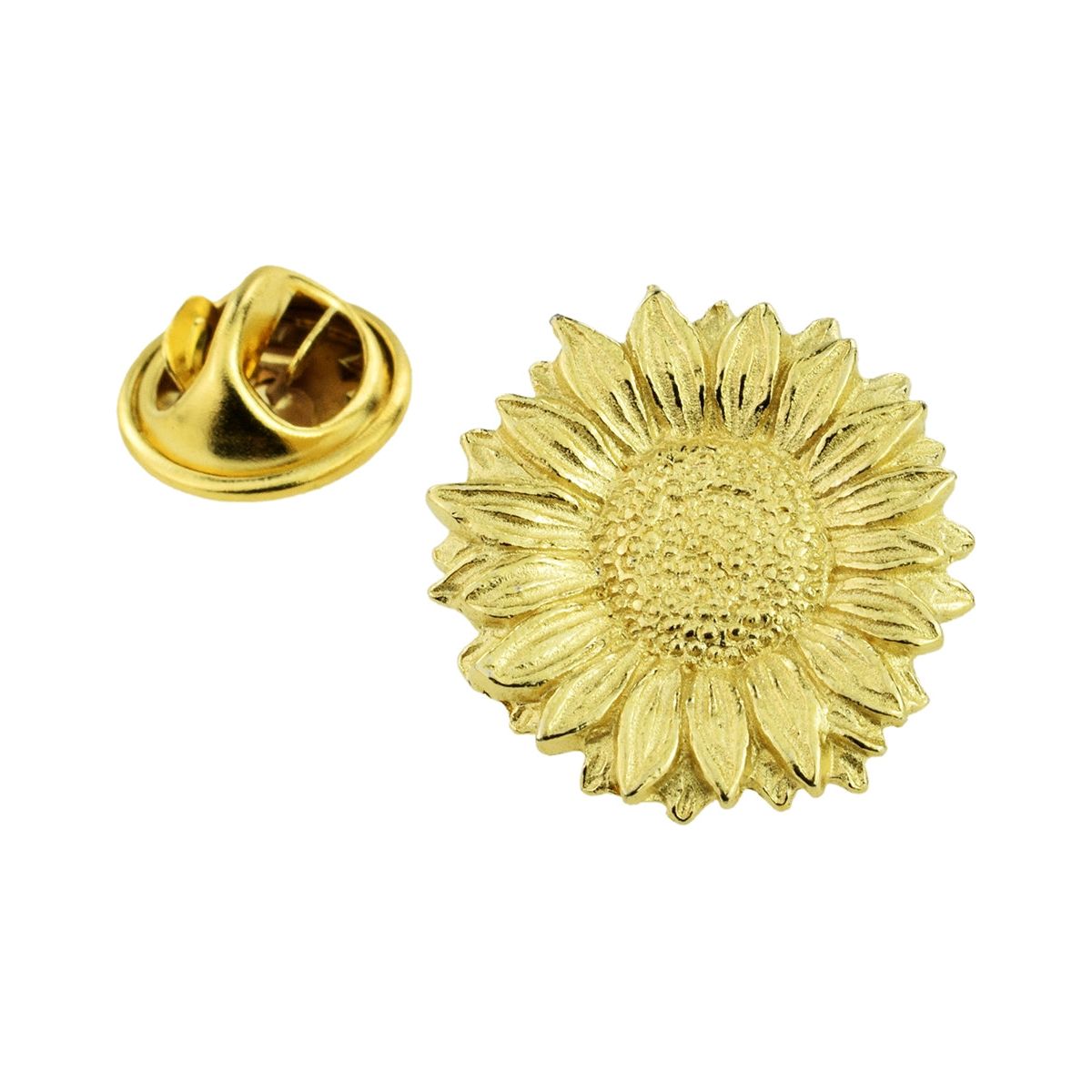 Van Gogh Style Sunflower Golden Pewter Lapel Pin Badge - Ashton and Finch