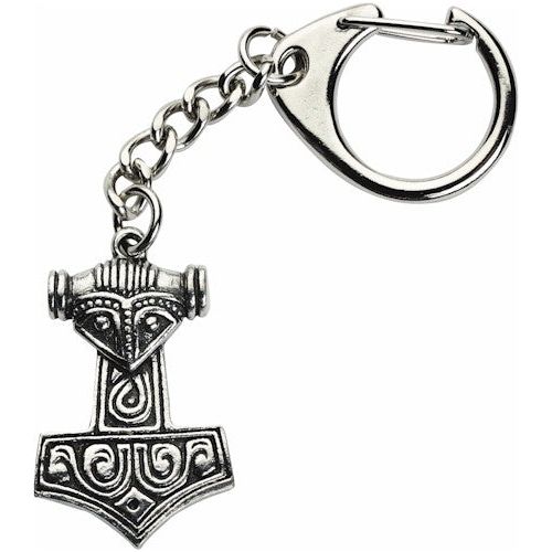 Pewter Thors Hammer with Face Keyring - Ashton and Finch
