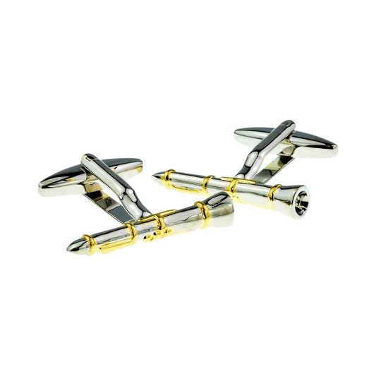 Two Tone Silver & Gold Clarinet Cufflinks - Ashton and Finch