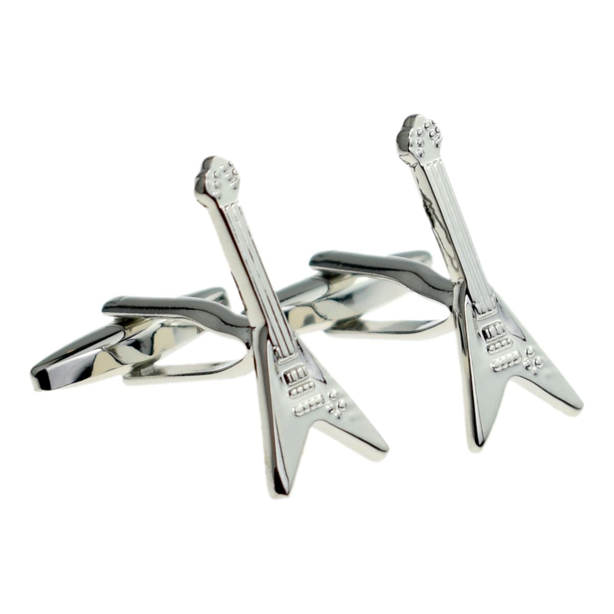 Rhodium Plated V Shaped Electric Guitar Cufflinks - Ashton and Finch