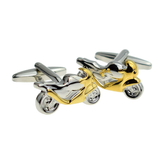 Two Tone Gold & Silver Coloured Sports Motorbike Cufflinks - Ashton and Finch