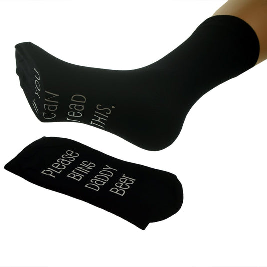 Sole Print Please Bring Daddy Beer Mens Black Socks - Ashton and Finch