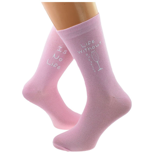Life without Prosecco is No Life Fun Ladies Pale Pink Socks - Ashton and Finch