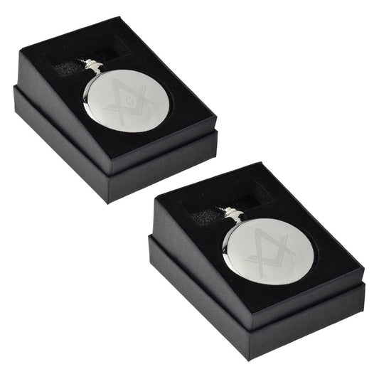 Masonic With or Without G Design Engraved Silver Pocket Watch in Gift Box - Ashton and Finch