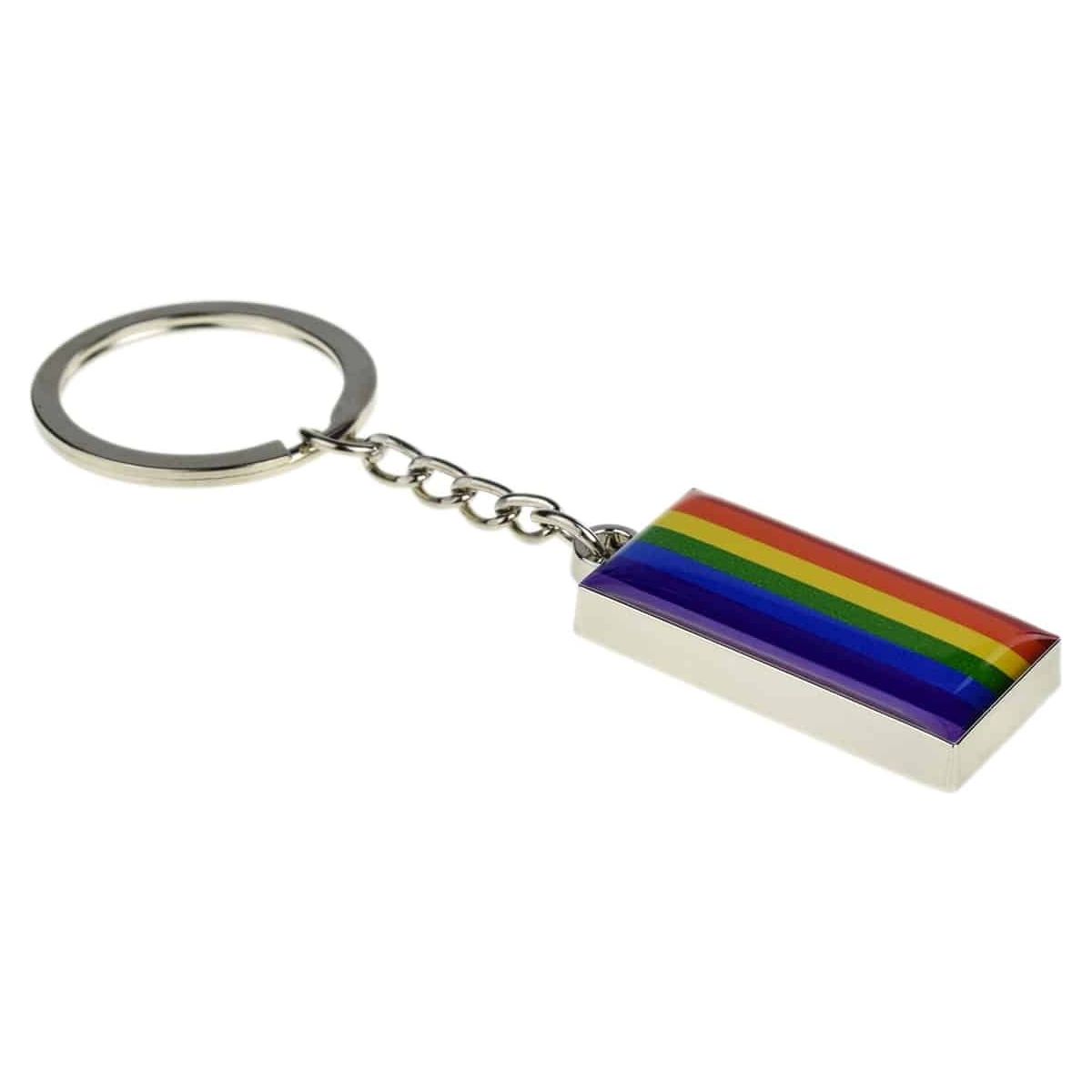 Rainbow Silver Finish Keyring Engraved and Personalised - Ashton and Finch